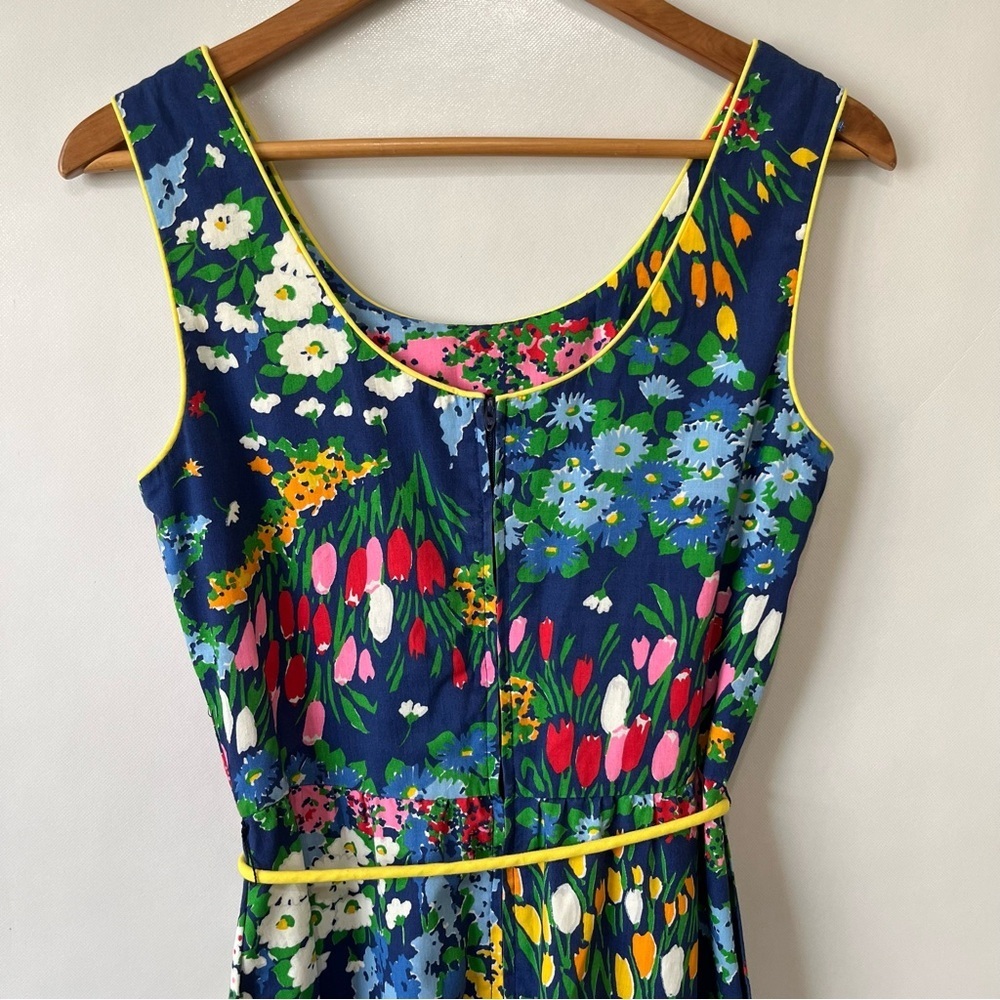 Vintage Meadowbank Blue Yellow Floral Summer Garden Dress - Picture 5 of 12